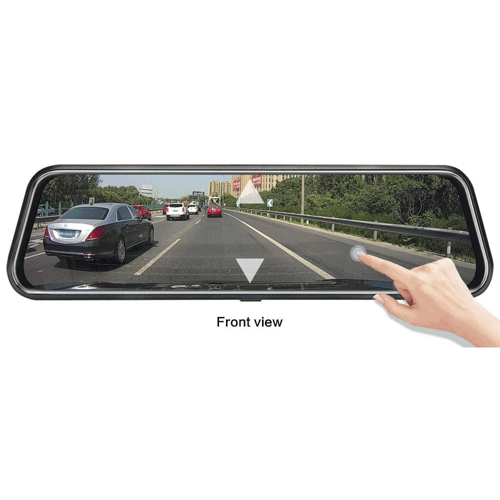 10-Inch Dual Lens Dash Cam Mirror - 1080P FHD Touch Screen
