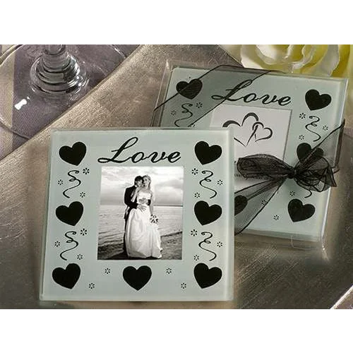10 Pack Wedding Coasters Glass Square Photo Frame