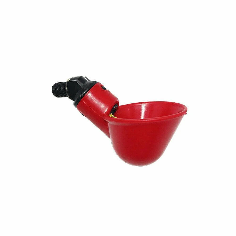 Automatic poultry waterer with colour matched pieces and support fittings