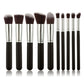 10-Piece Black silver Makeup Brush Set - Large and Small