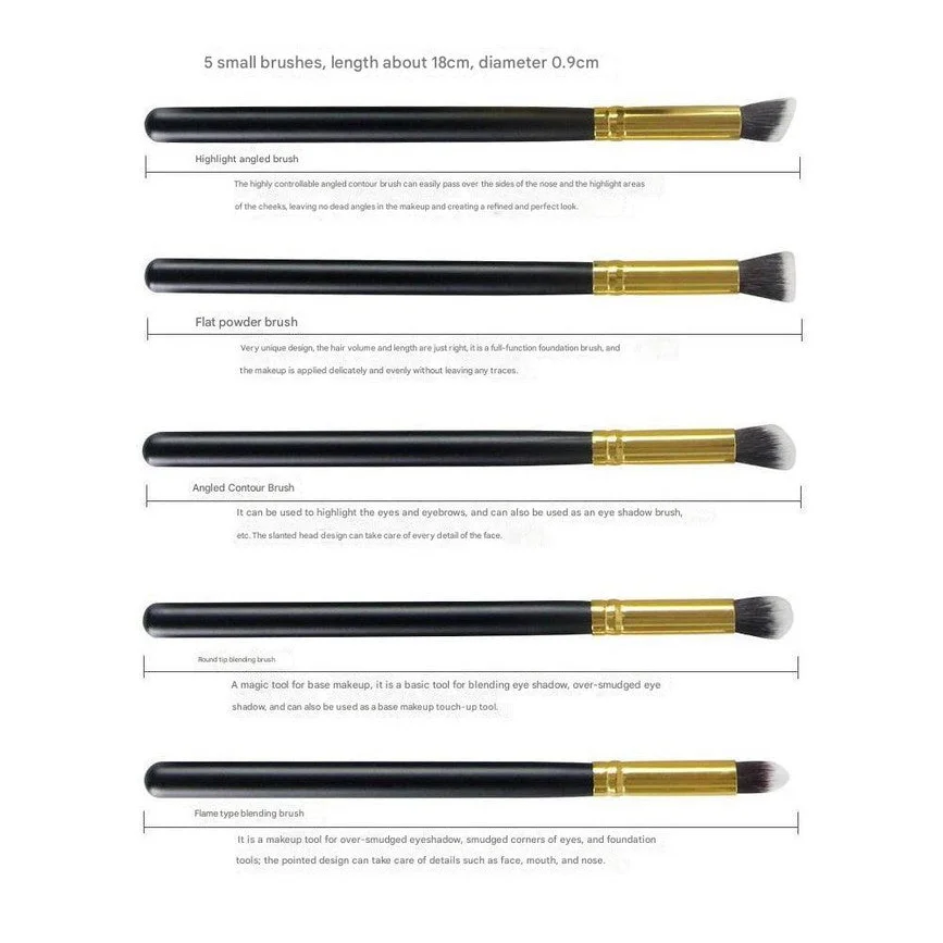 10-Piece Black silver Makeup Brush Set - Large and Small