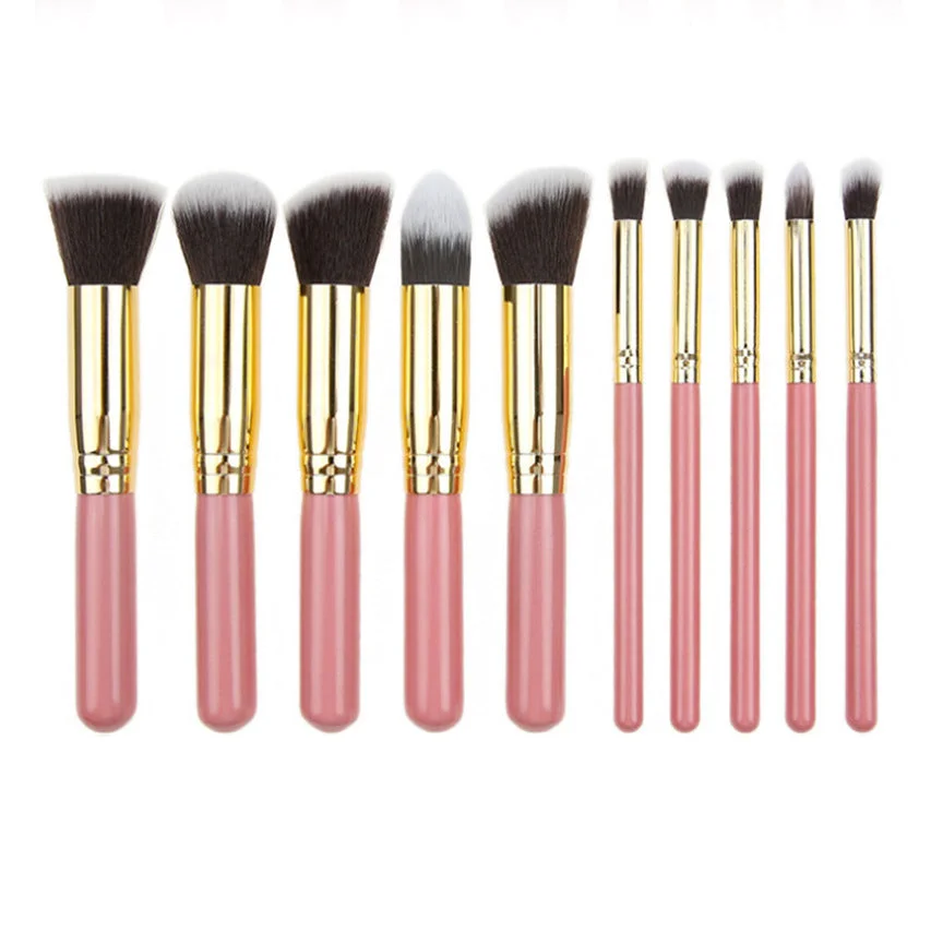 10-Piece Pink gold Makeup Brush Set - Large and Small
