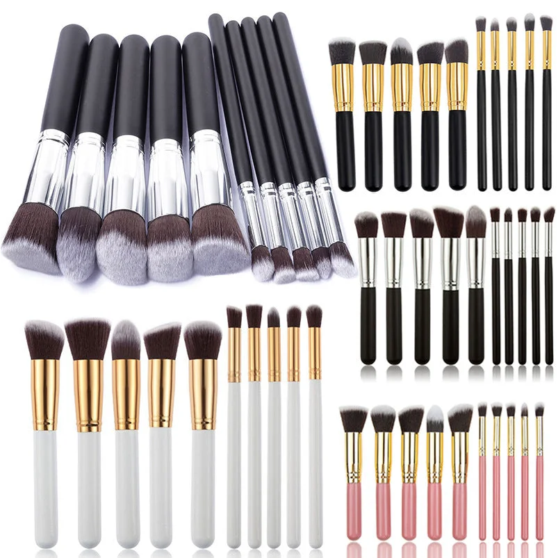 10-Piece Pink gold Makeup Brush Set - Large and Small