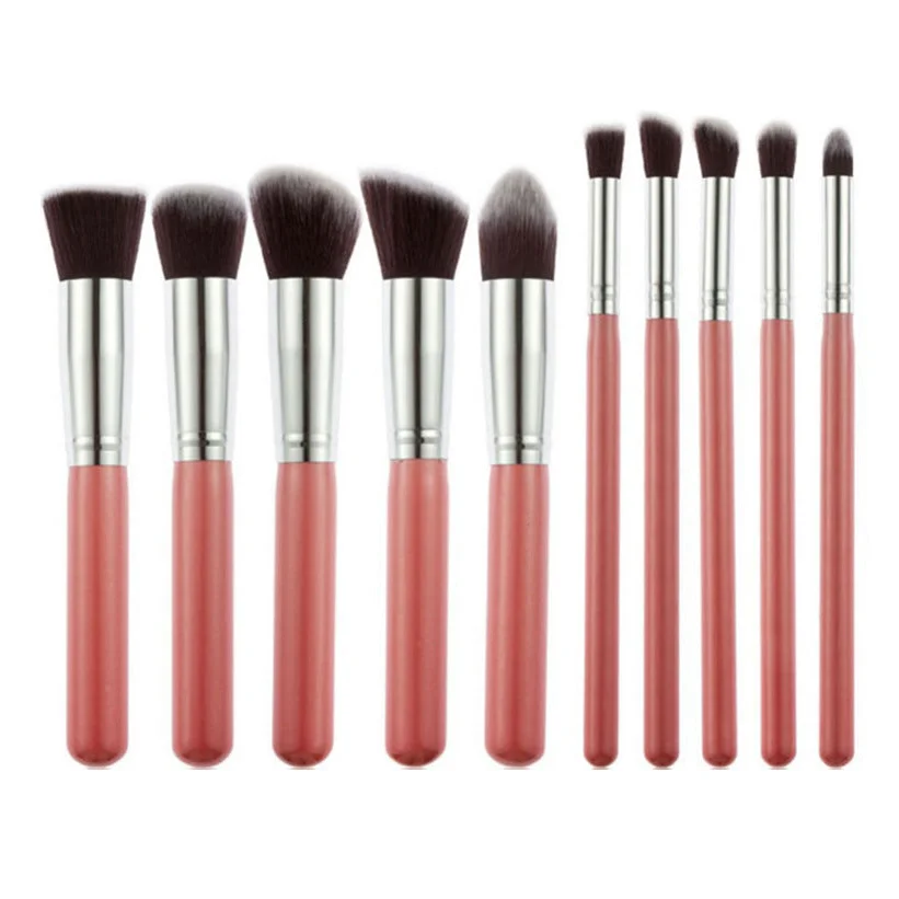 10-Piece Pink silver Makeup Brush Set - Large and Small