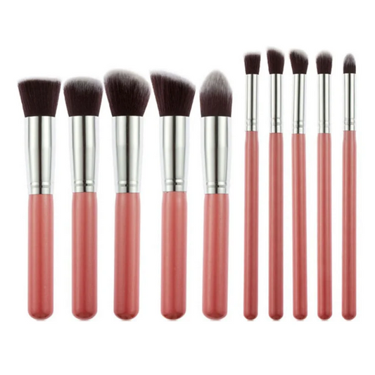 10-Piece Pink silver Makeup Brush Set - Large and Small