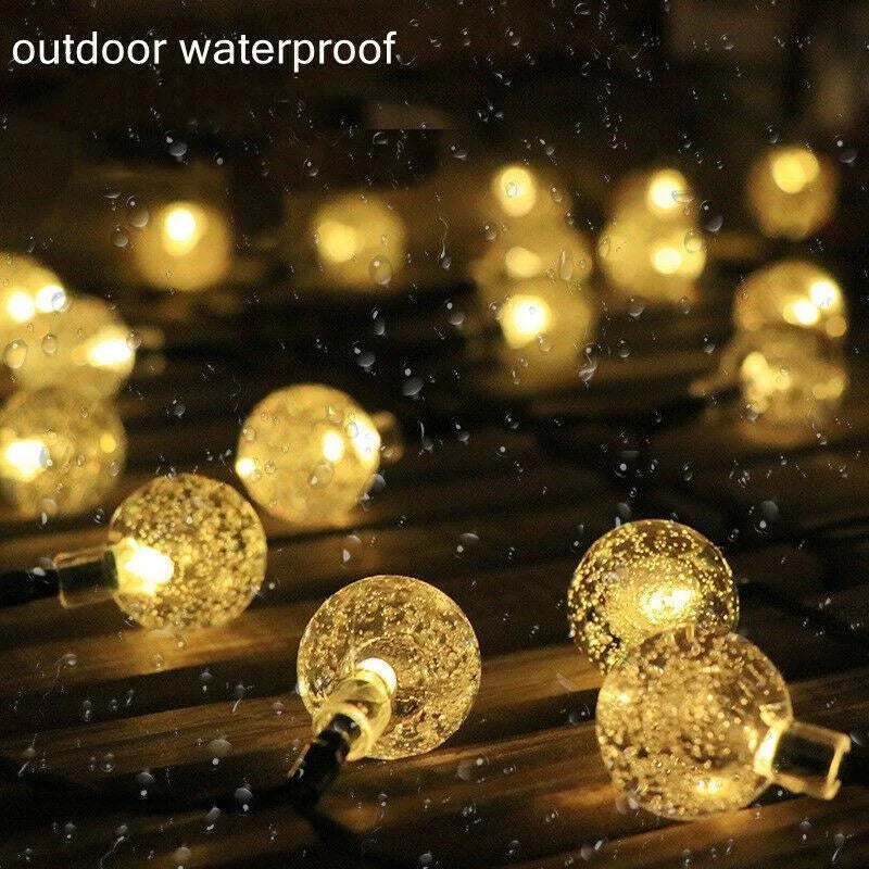 100/200Led Solar Globe String Lights Fairy Festoon Outdoor