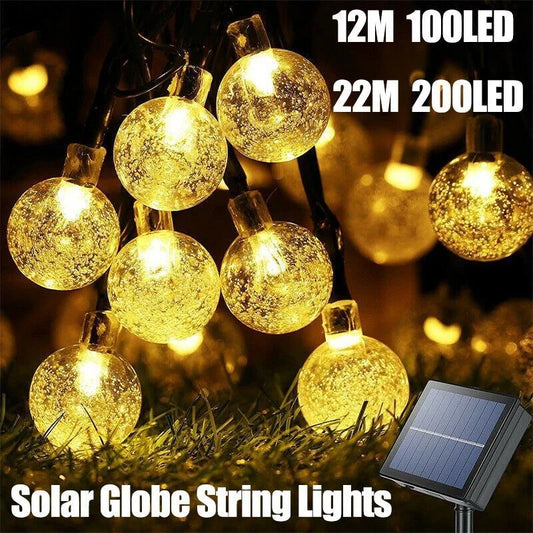 100/200Led Solar Globe String Lights Fairy Festoon Outdoor