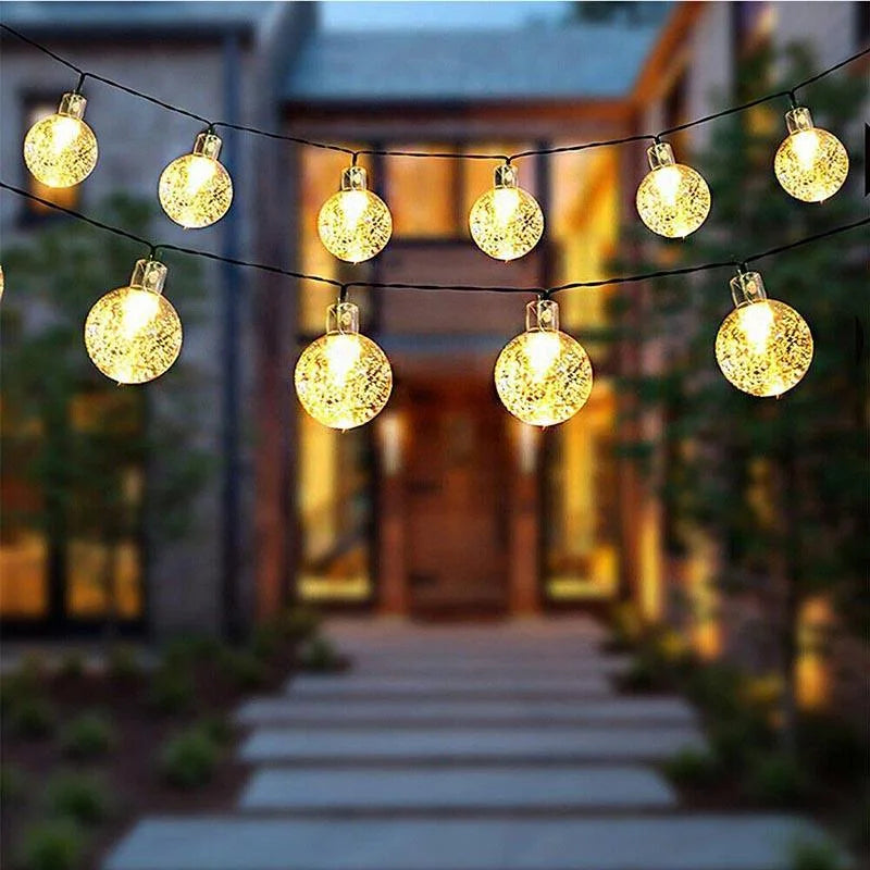 100/200Led Solar Globe String Lights Fairy Festoon Outdoor