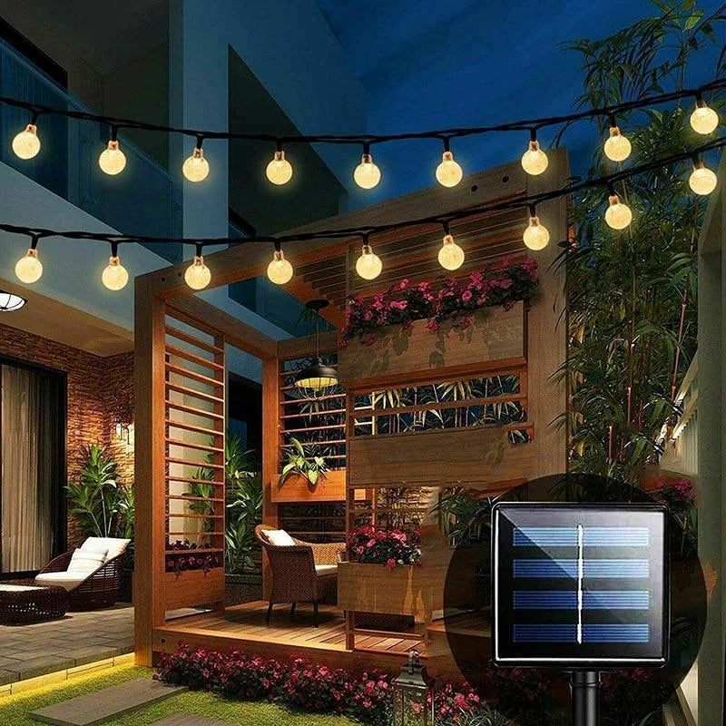 100/200Led Solar Globe String Lights Fairy Festoon Outdoor