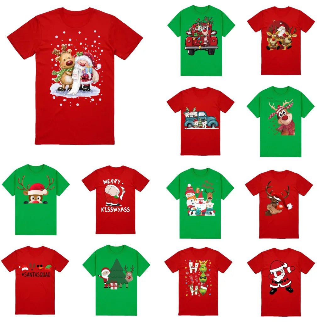 100% Cotton Christmas T-shirt Adult Unisex Tee Tops Funny