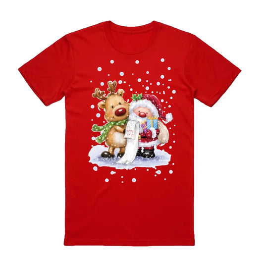 100% Cotton Christmas T-shirt Adult Unisex Tee Tops Funny
