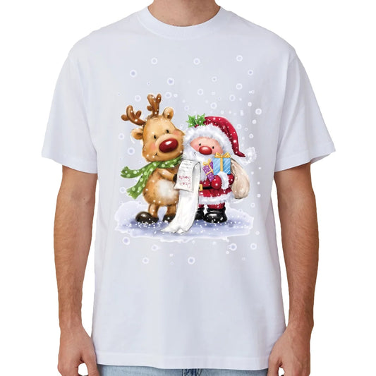 100% Cotton Christmas T-shirt Adult Unisex Tee Tops Funny