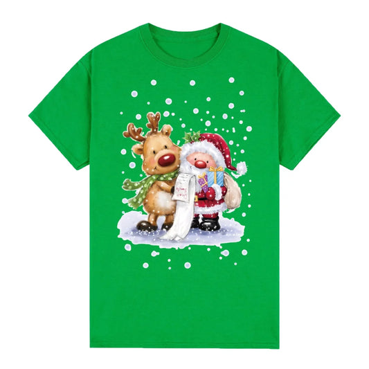100% Cotton Christmas T-shirt Adult Unisex Tee Tops Funny