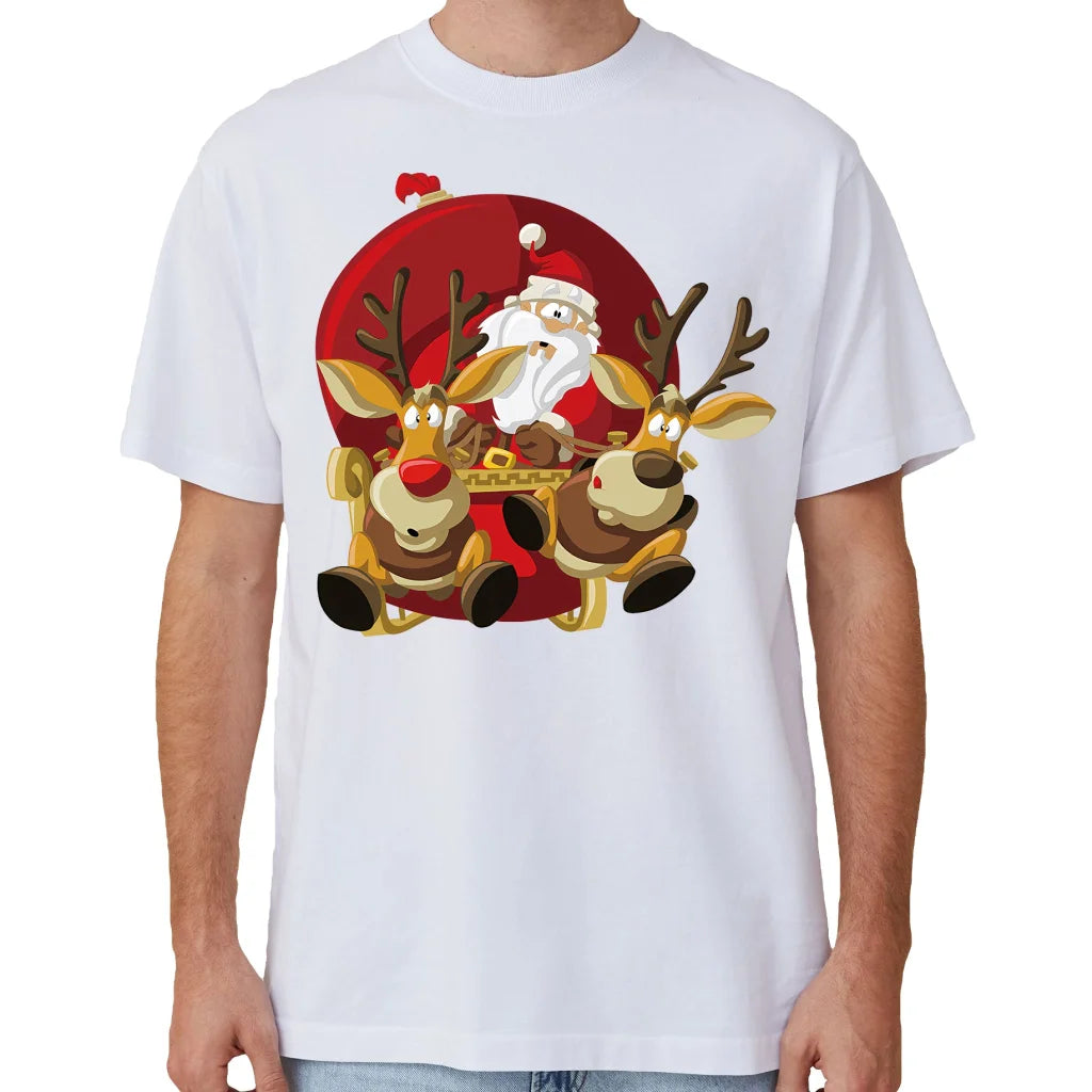 100% Cotton Christmas T-shirt Adult Unisex Tee Tops Funny
