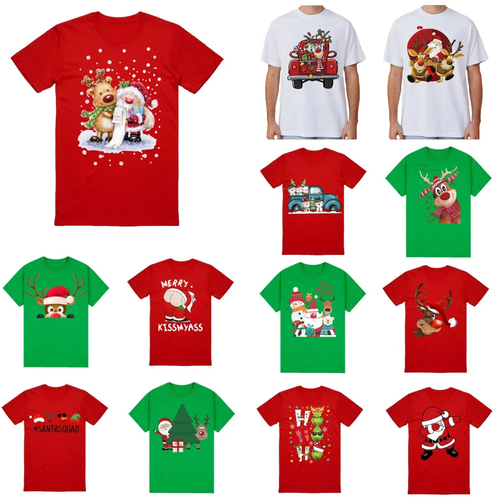100% Cotton Christmas T-shirt Adult Unisex Tee Tops Funny