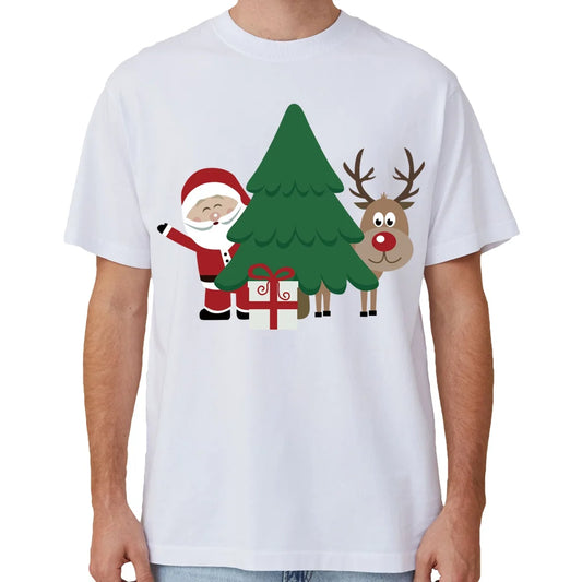 100% Cotton Christmas T-shirt Adult Unisex Tee Tops Funny