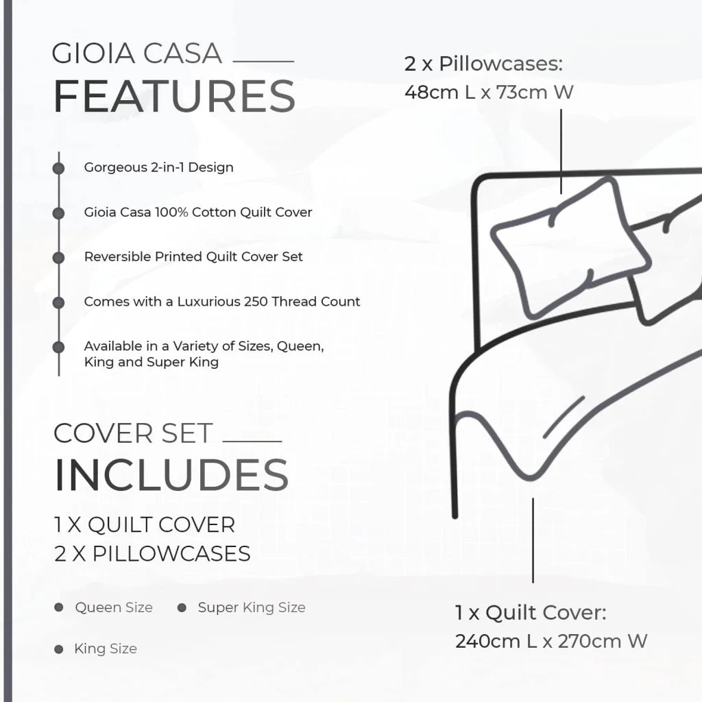 100% Cotton Manhattan Reversible Printed Quilt Cover Set