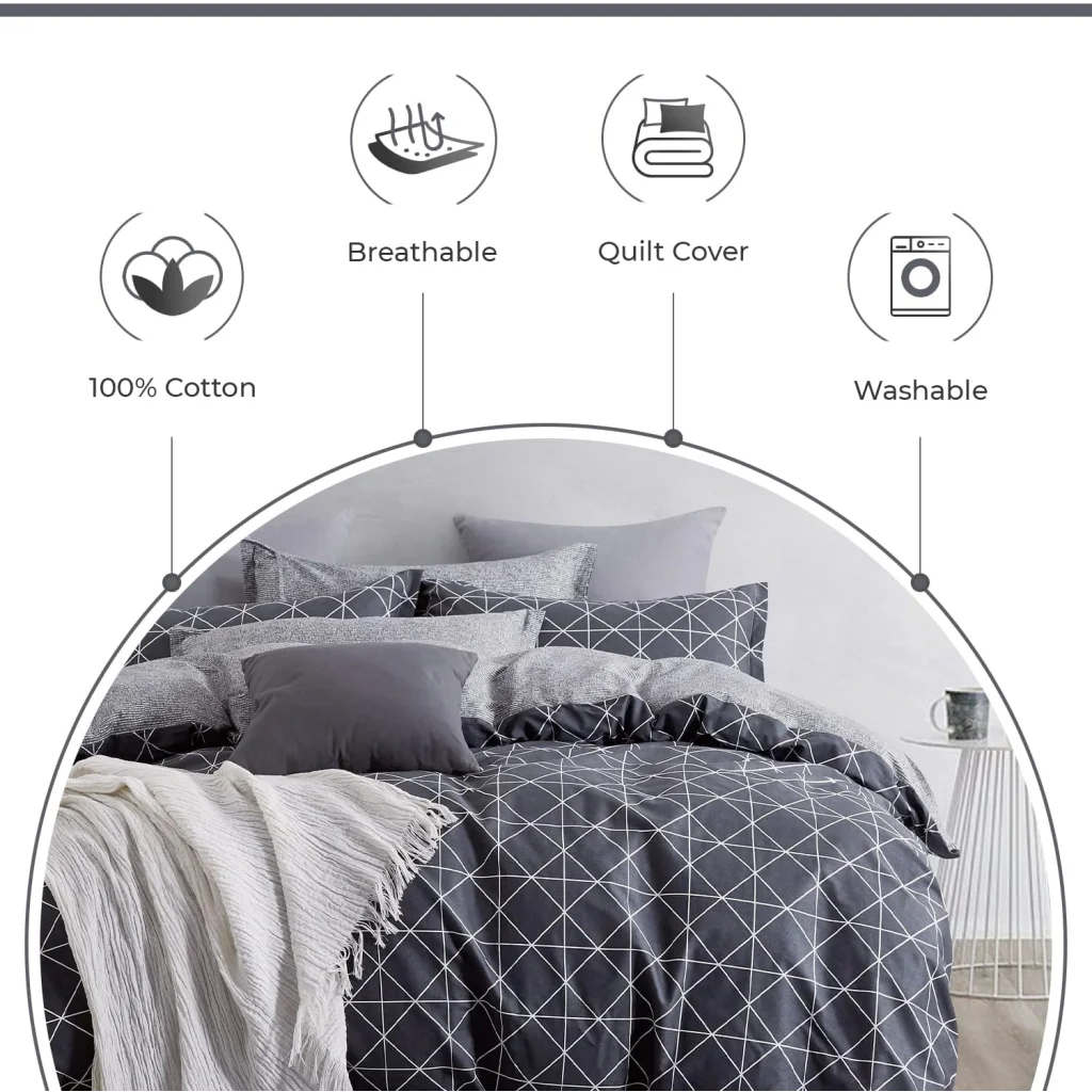 100% Cotton Manhattan Reversible Printed Quilt Cover Set