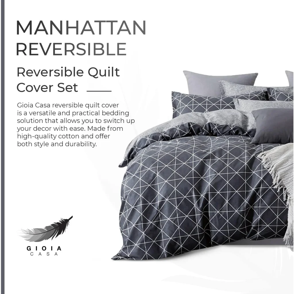 100% Cotton Manhattan Reversible Printed Quilt Cover Set