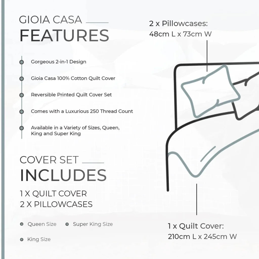 100% Cotton Nathan Reversible Printed Quilt Cover Set