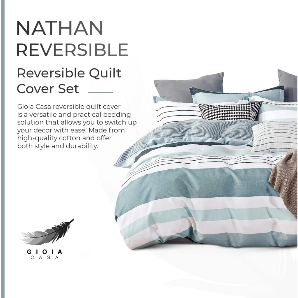 100% Cotton Nathan Reversible Printed Quilt Cover Set