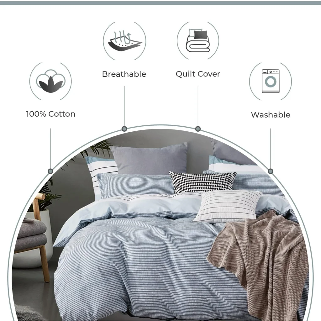 100% Cotton Nathan Reversible Printed Quilt Cover Set