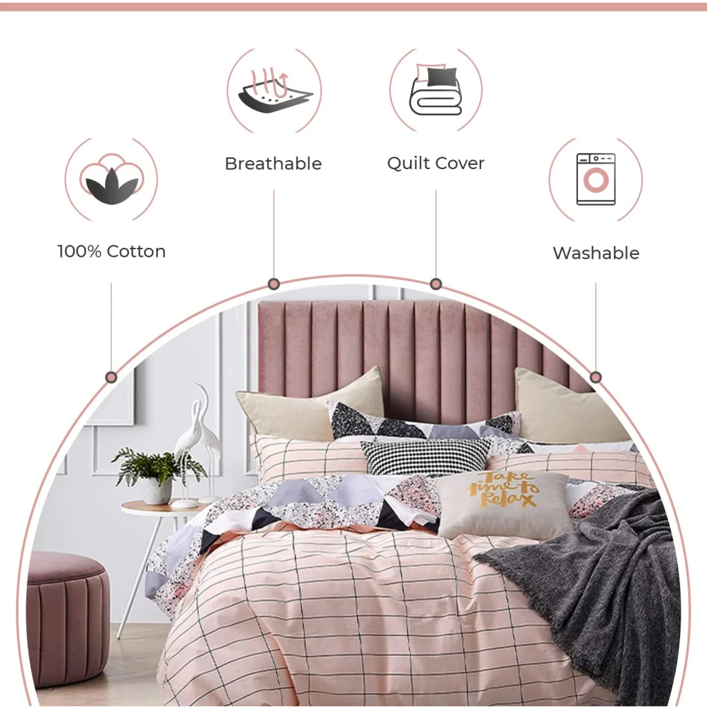 100% Cotton Reversible Quilt Cover Set - Annie - King Size