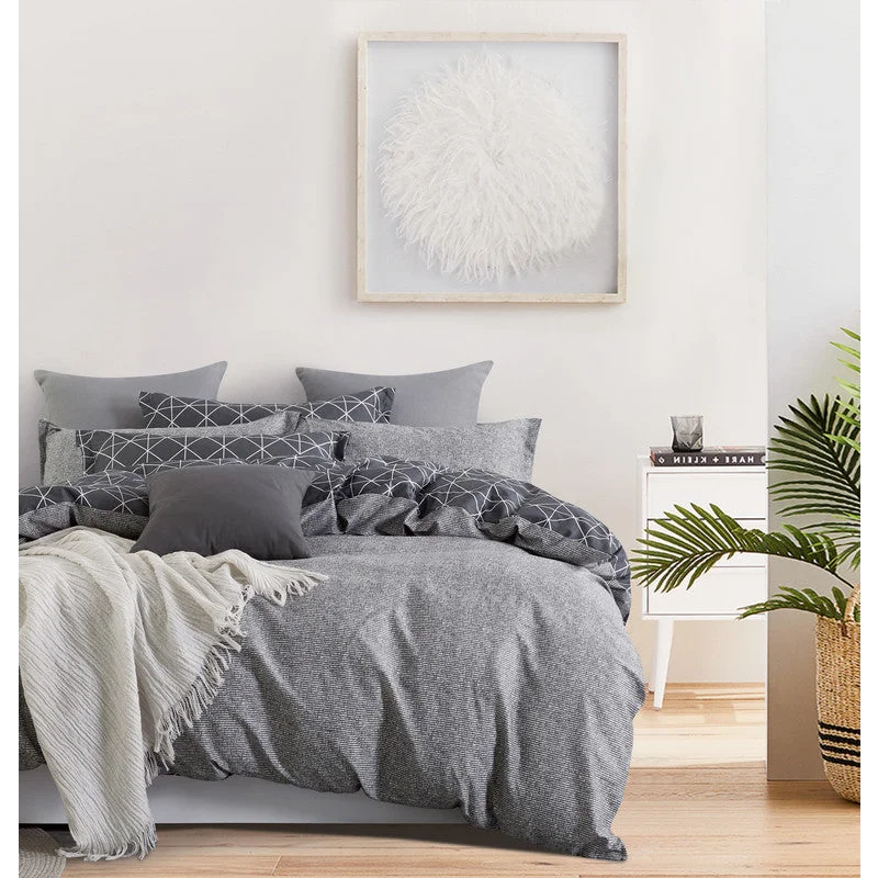 100% Cotton Reversible Quilt Cover Set - Manhattan - King