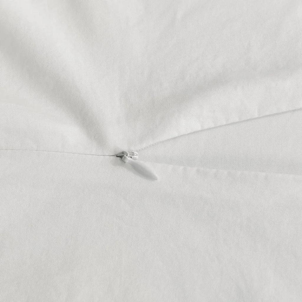 100% Cotton Vintage Washed Bed Quilt Cover Set - White