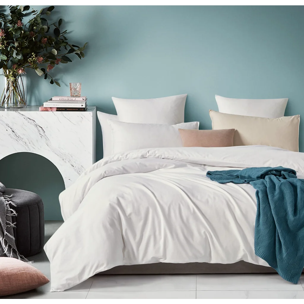 100% Cotton Vintage Washed Bed Quilt Cover Set - White