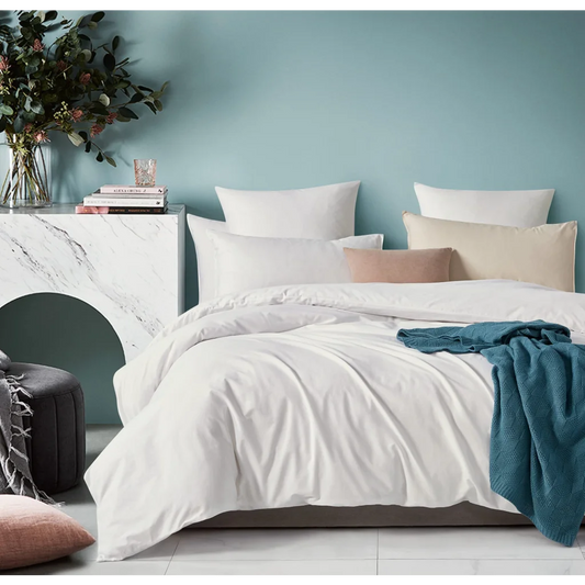 100% Cotton Vintage Washed Bed Quilt Cover Set - White