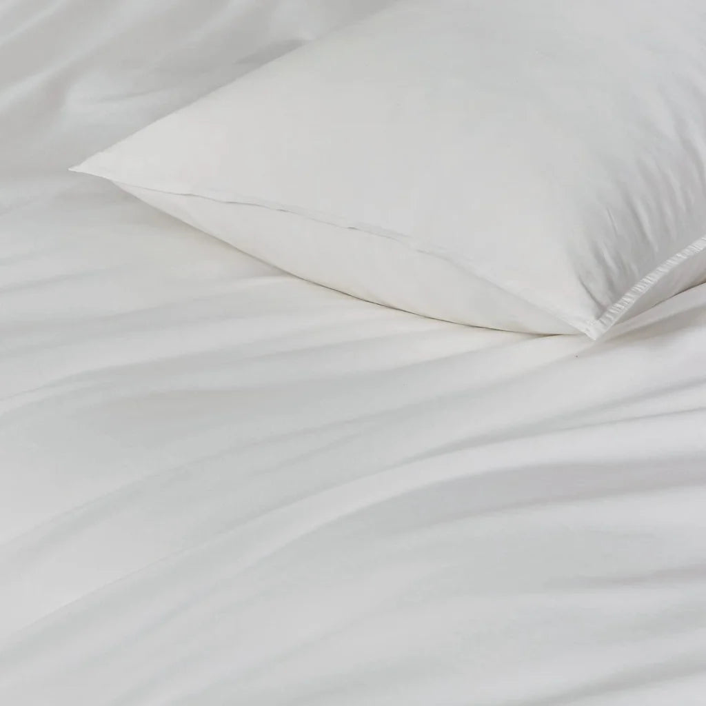 100% Cotton Vintage Washed Bed Quilt Cover Set - White