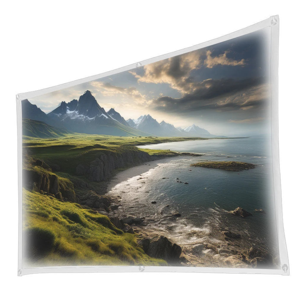 100 Inch White Projector Screen with Setup Kit - Audio &