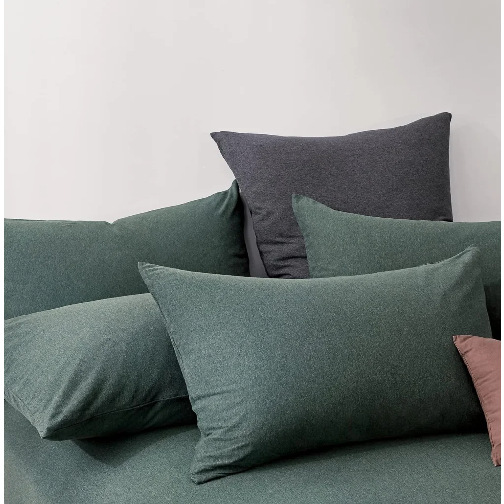 100% Jersey Cotton Quilt Cover Set - Green - Queen - Home &