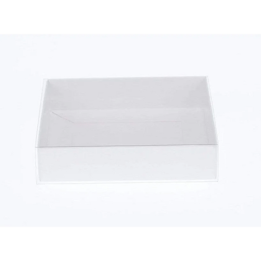 100 Pack White Card Box - Clear Slide-On Lid - 30x20x8cm