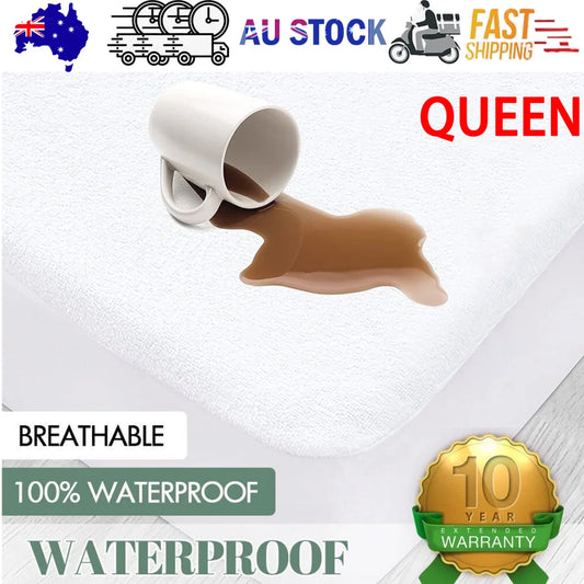 100% Terry Cotton Fitted Mattress Protector Waterproof