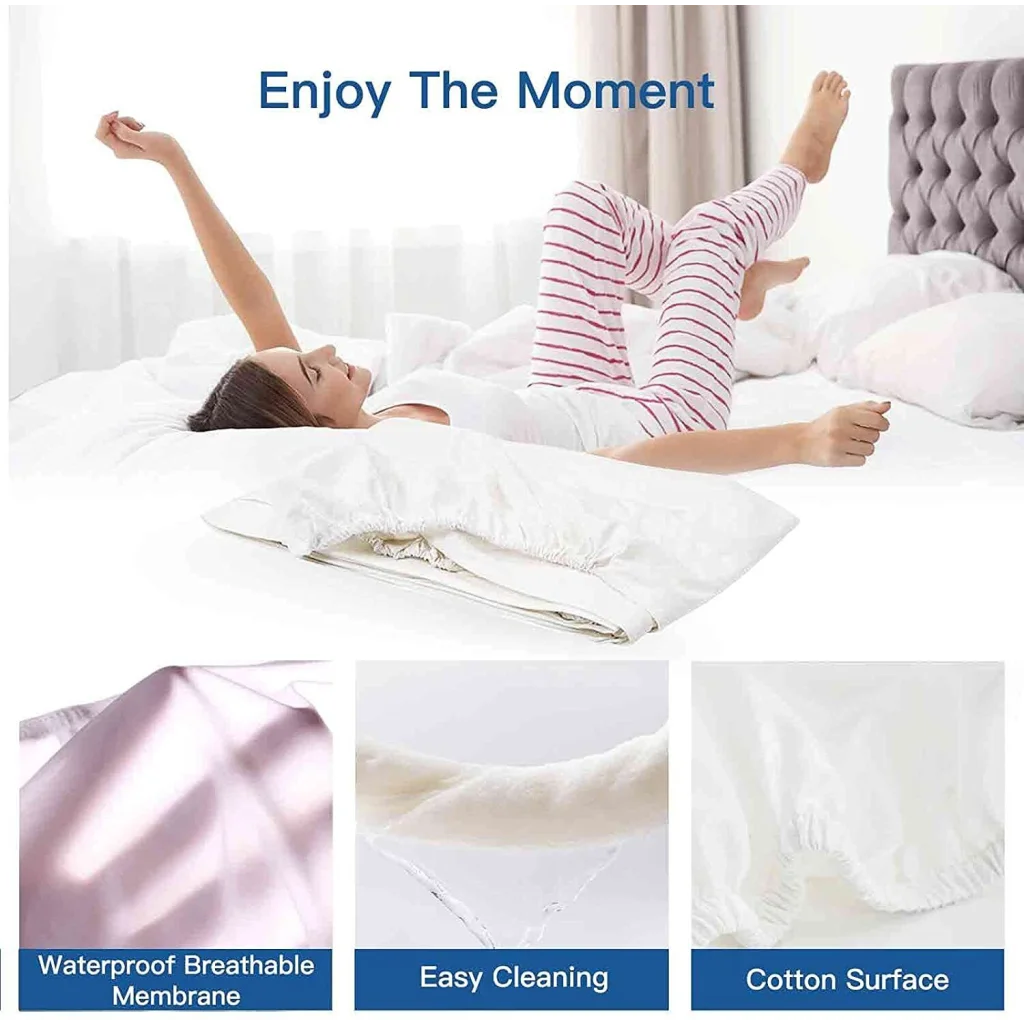 100 Terry Cotton Fitted Mattress Protector Waterproof Queen