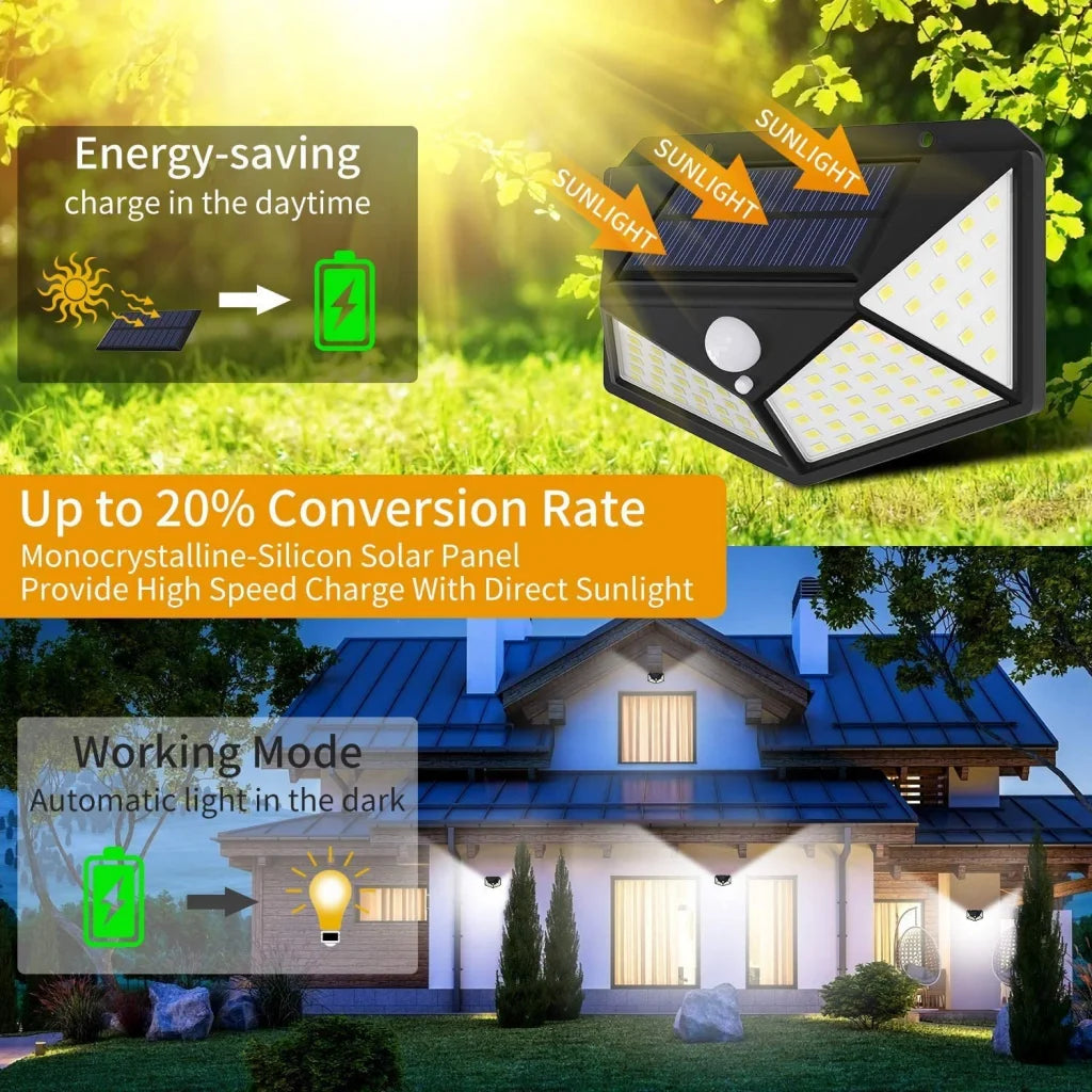 100 Waterproof LED Motion Sensor Solar Security Lights