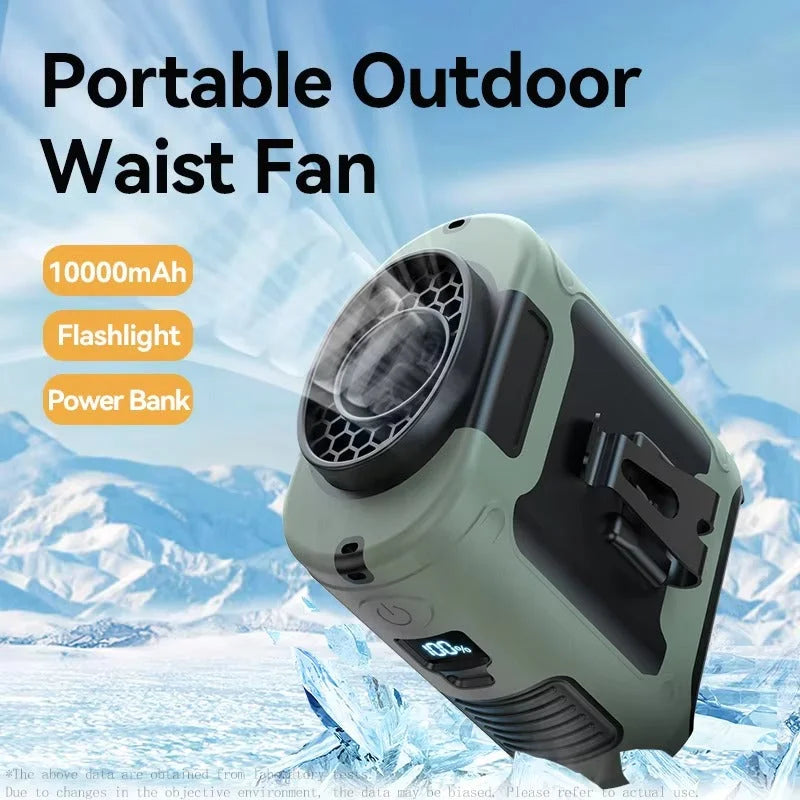 10000mAh Portable Outdoor Waist Fan Hanging Neck Strong