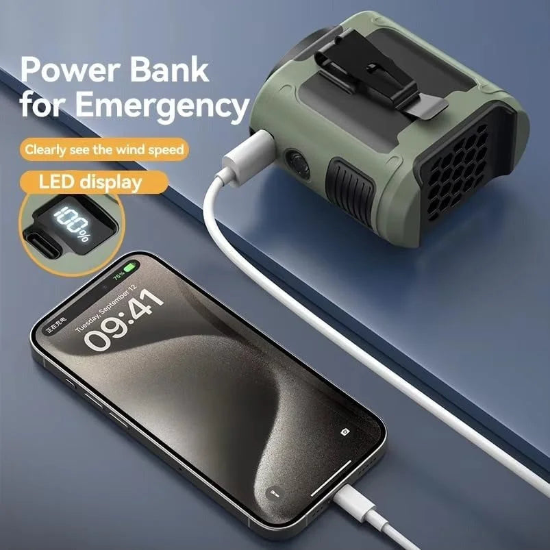 10000mAh Portable Outdoor Waist Fan Hanging Neck Strong
