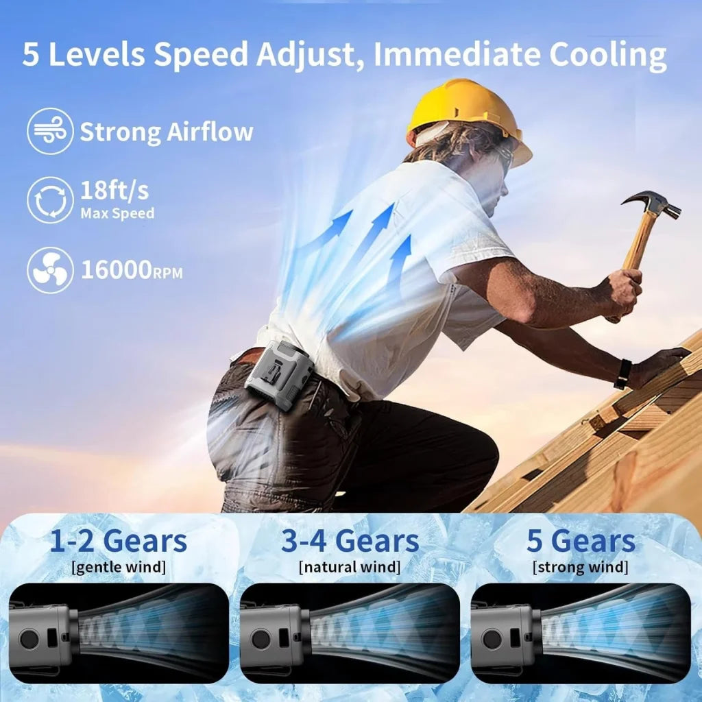 10000mAh Portable Outdoor Waist Fan Hanging Neck Strong