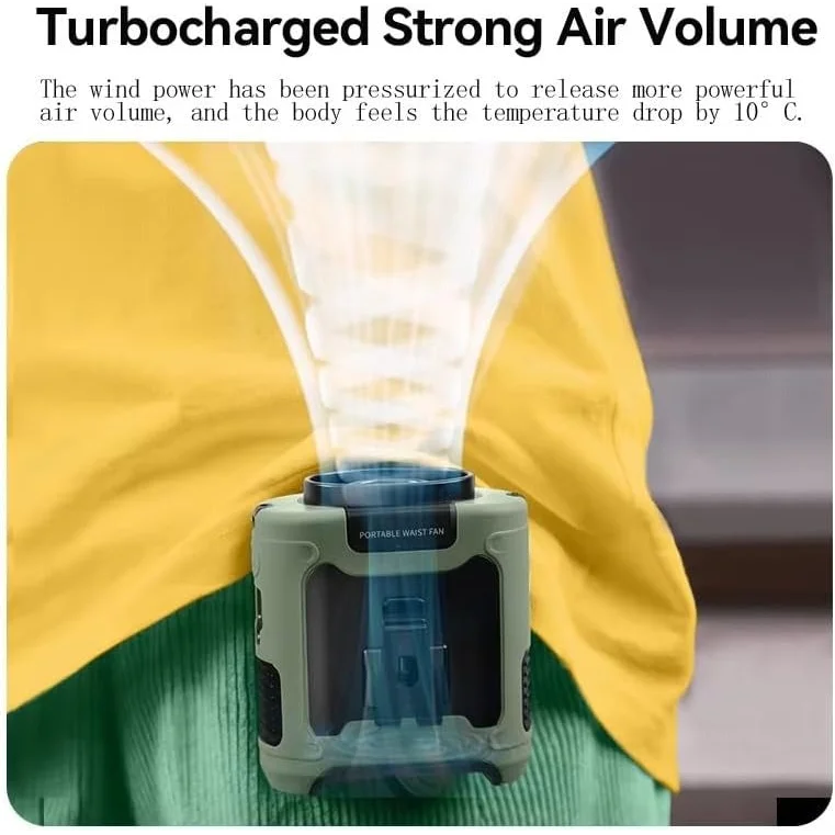 10000mAh Portable Outdoor Waist Fan Hanging Neck Strong