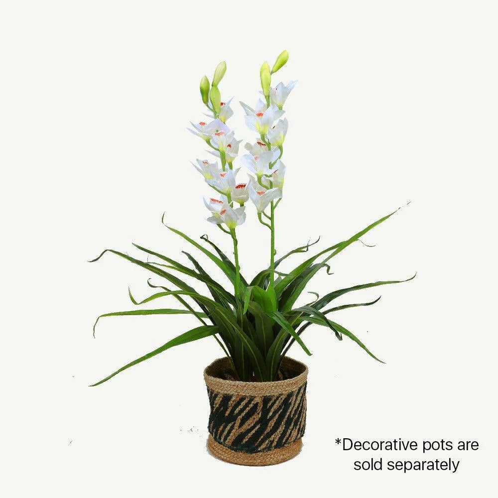 100cm Faux Artificial Home Decor Potted Cymbidium-Red/White