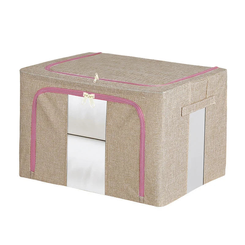 100L Foldable Storage Box Crushed Steel Frame Clothes Quilt