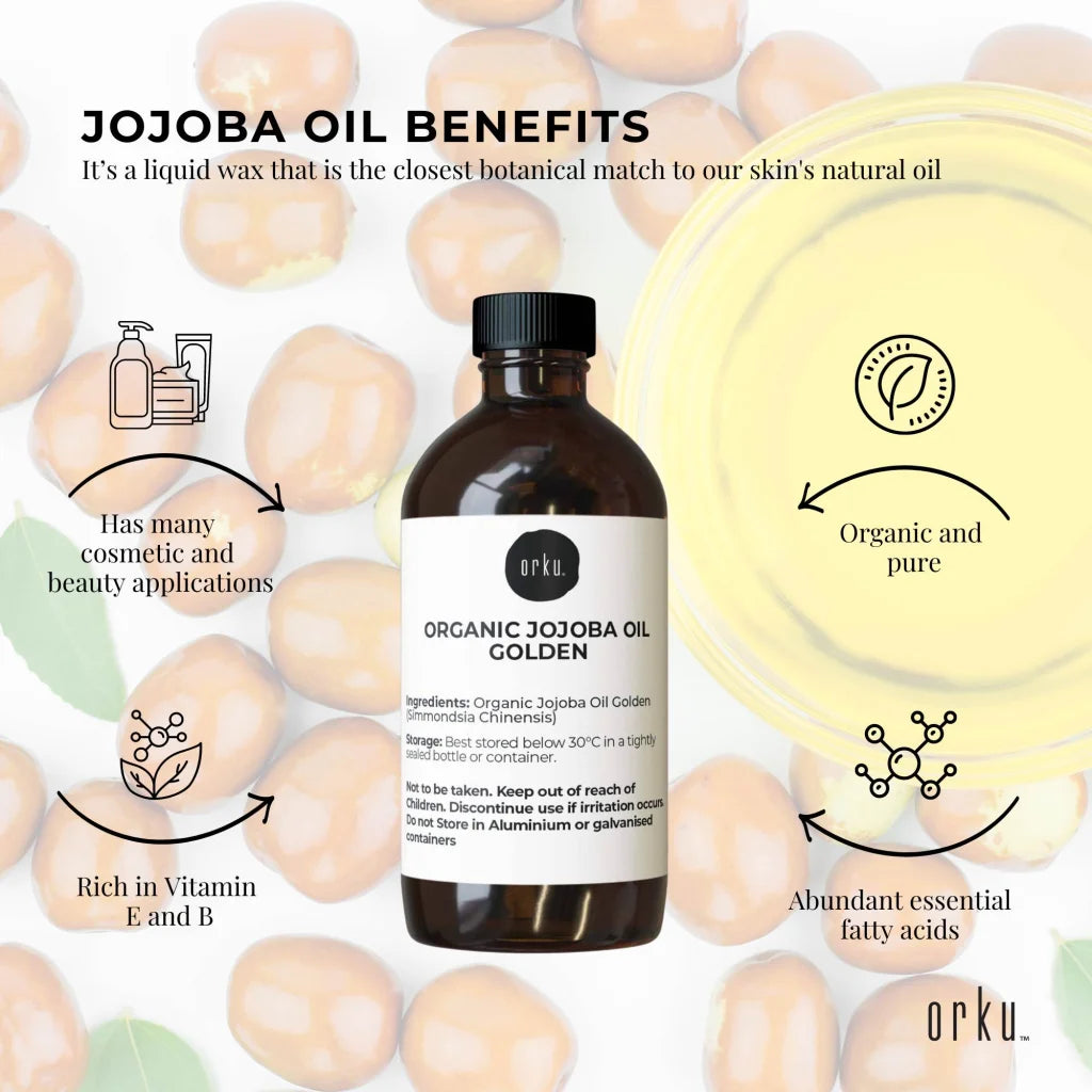 100ml Organic Jojoba Oil - Golden Pure Cold Pressed Seed