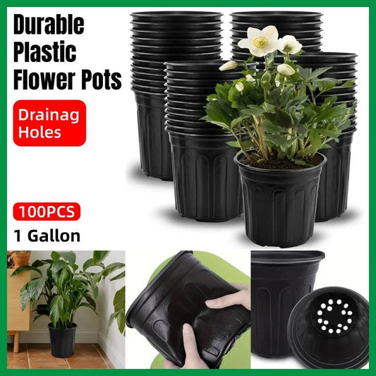 100PCS Black Gallon Soft Plastic Planter Bag Garden Nursery