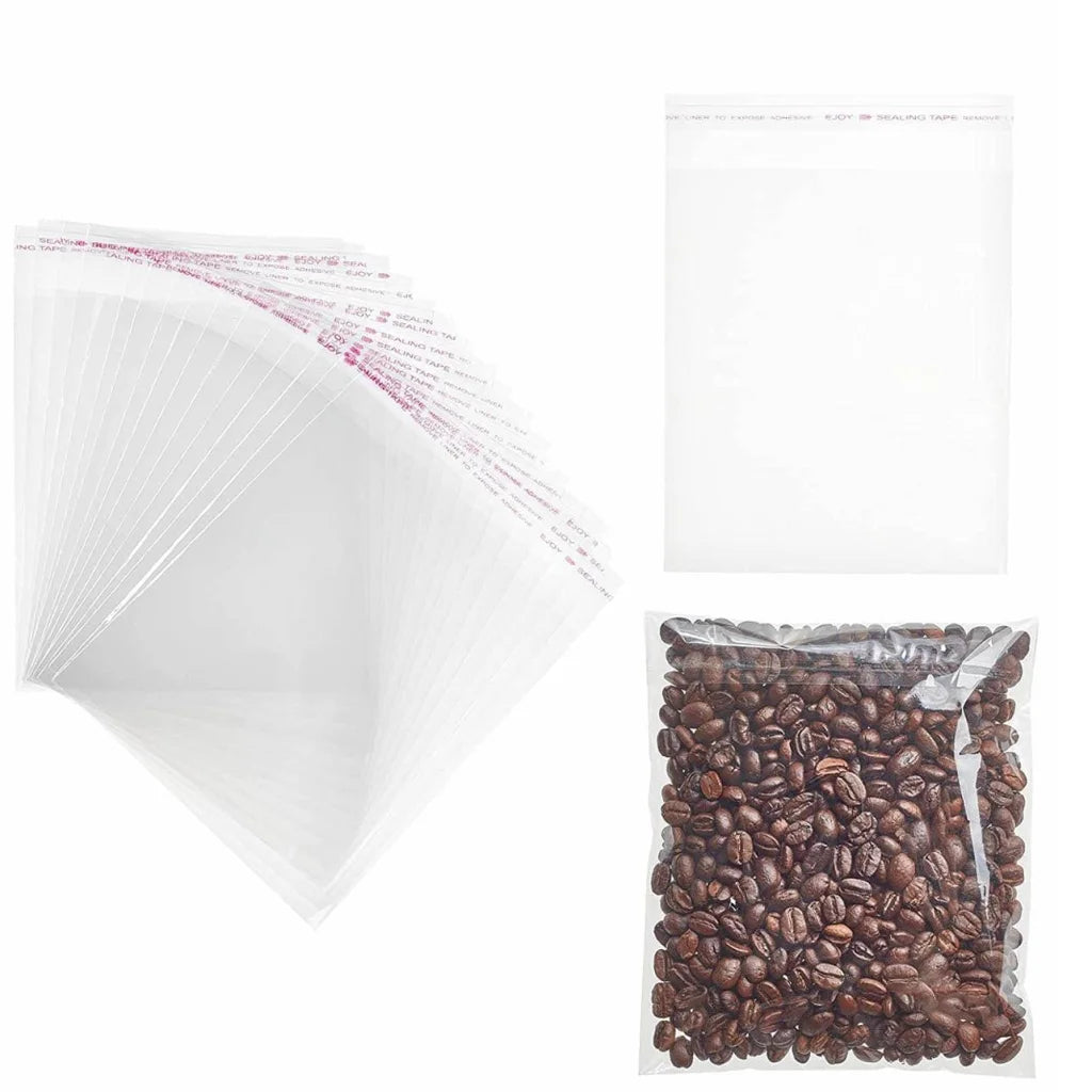 100Pcs Self-Adhesive Clear Opp Cellophane Bags with Air