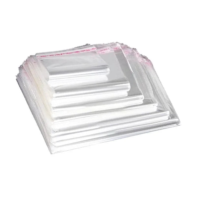 100Pcs Self-Adhesive Clear Opp Cellophane Bags with Air