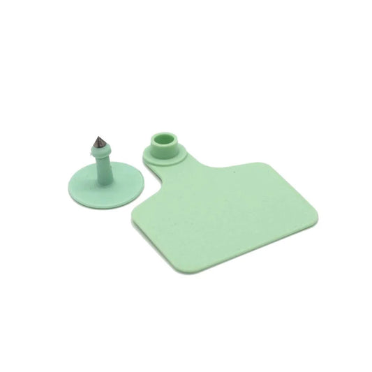 100x Cattle Ear Tags 6x7cm Set - Medium Green Blank Cow