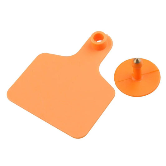 100x Cattle Ear Tags 6x7cm Set - Medium Orange Blank Cow